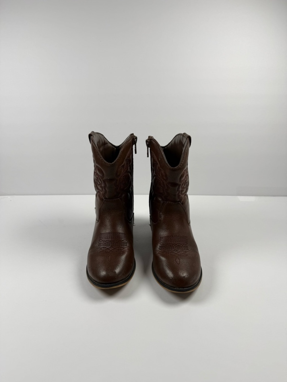 Cat & Jack Brown Western Boots Toddler Girl Size 11 Cowboy Ankle Boots Side Zip